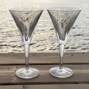 Waterford Set of Two London Pattern Crystal Wine Glasses Water Goblets